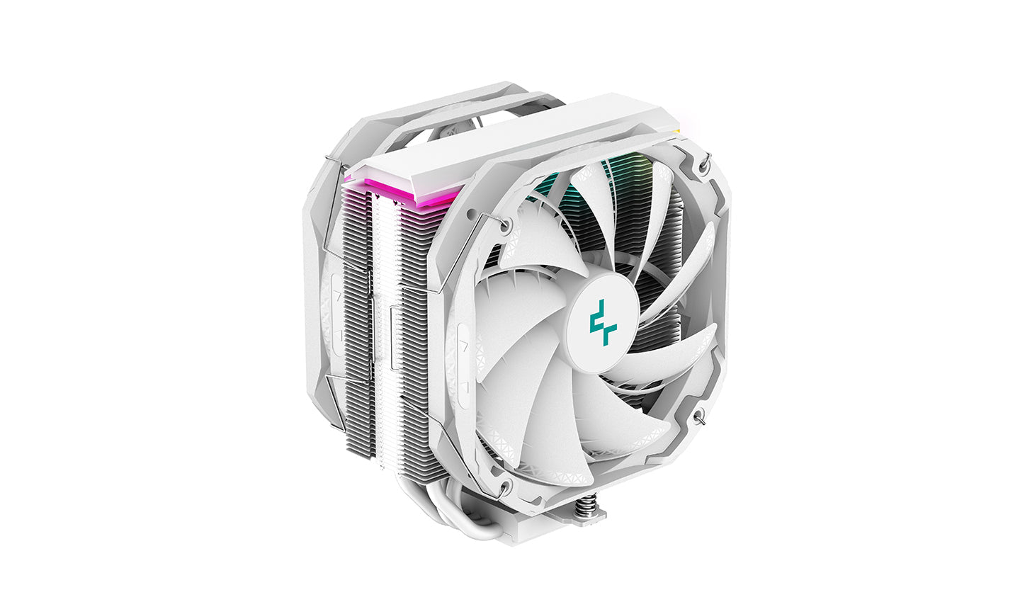 DeepCool AS500 PLUS WH CPU Air Cooler with 2 140mm PWM Fan, A-RGB Top Cover, 5 Heat Pipe Design