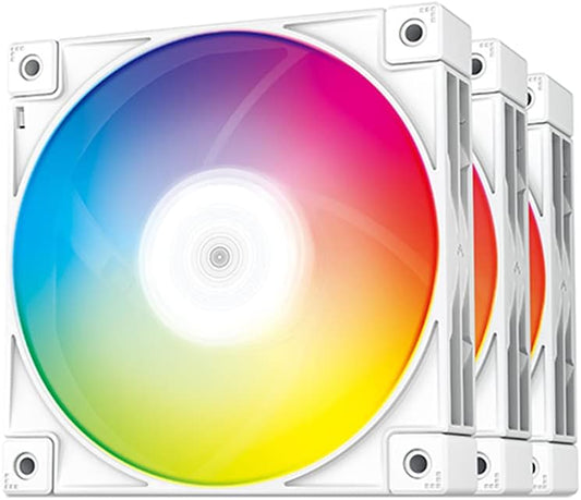Deepcool FC120-3 in 1 WHITE-3 IN 1 Performance 120 mm Addressable RGB LED Case Fan, White 3 pack R-FC120-WHAMN3-G-1 Hydro Bearing