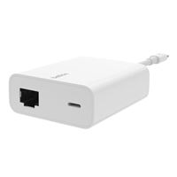 Belkin Ethernet + Power Adapter with Lightning Connector - Lightning - 180 MB/s Data Transfer Rate - 1 Port(s) - 1 - Twisted Pair - 100Base-T - Portable