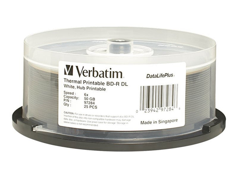 Verbatim DataLifePlus - 25 X BD-R DL - 50 GB 6x - White - Thermal Transfer Printable Surface 97284