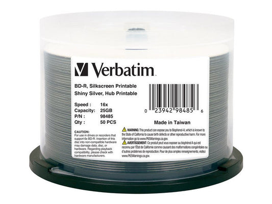 Verbatim BD-R 25GB 6X Shiny Silver Silk Screen/Hub