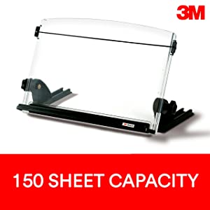 3M Adjustable Document Copy Holder, In - line with Monitor Minimizing Head and Neck Movement, 150 Sheet Capacity Holds Sheets to Books, Elastic Line Guide Keeps Pages Open, 14" Wide, Black (DH630) - Dealtargets.ca