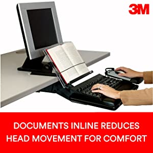 3M Adjustable Document Copy Holder, In - line with Monitor Minimizing Head and Neck Movement, 150 Sheet Capacity Holds Sheets to Books, Elastic Line Guide Keeps Pages Open, 14" Wide, Black (DH630) - Dealtargets.ca