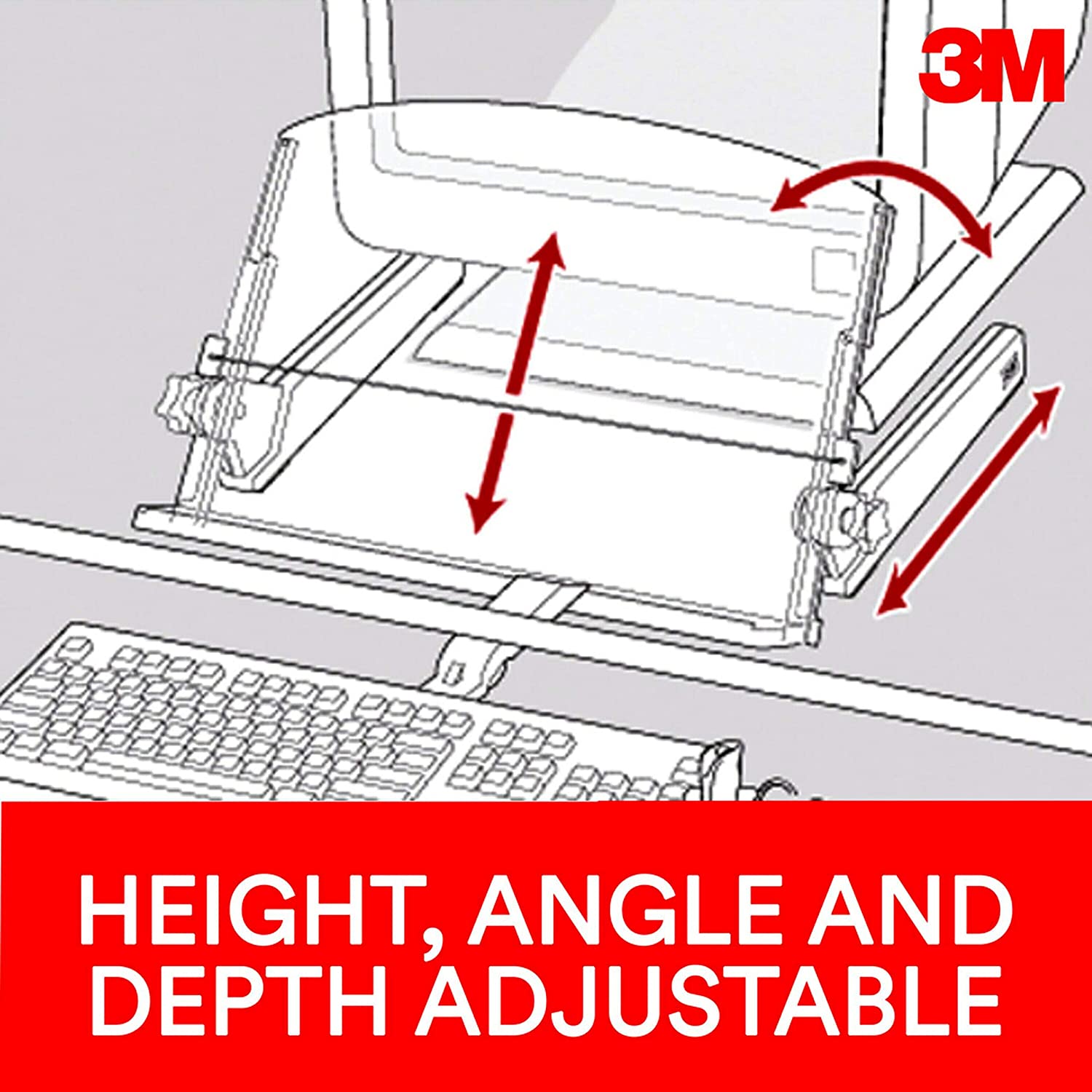 3M Adjustable Document Copy Holder, In - line with Monitor Minimizing Head and Neck Movement, 300 Sheet Capacity Holds Sheets to Books, Elastic Line Guide Keeps Pages Open, 18" Wide, Black (DH640),Black/Clear - Dealtargets.ca