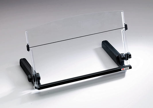 3M Adjustable Document Copy Holder, In - line with Monitor Minimizing Head and Neck Movement, 300 Sheet Capacity Holds Sheets to Books, Elastic Line Guide Keeps Pages Open, 18" Wide, Black (DH640),Black/Clear - Dealtargets.ca