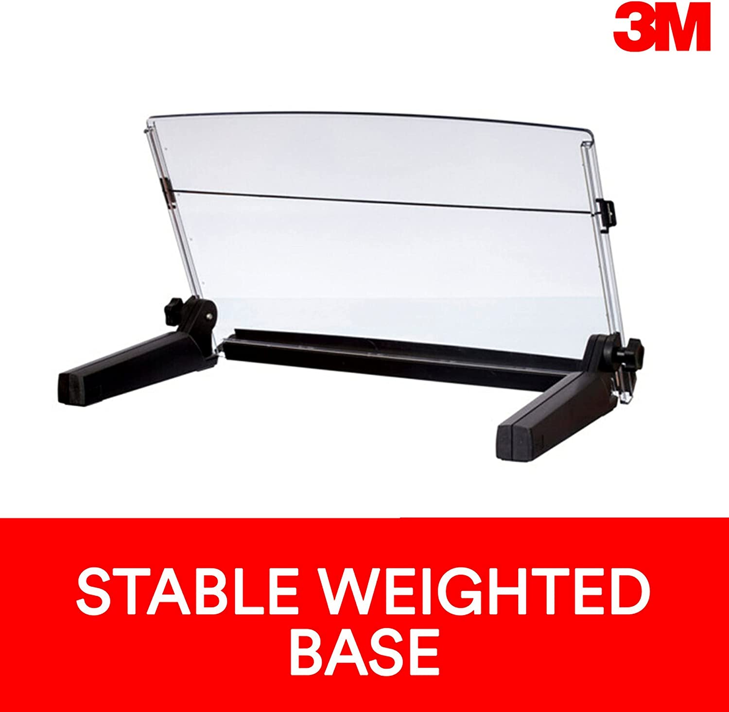 3M Adjustable Document Copy Holder, In - line with Monitor Minimizing Head and Neck Movement, 300 Sheet Capacity Holds Sheets to Books, Elastic Line Guide Keeps Pages Open, 18" Wide, Black (DH640),Black/Clear - Dealtargets.ca