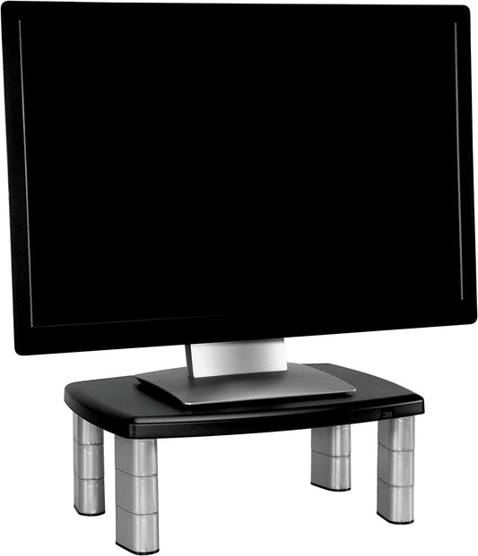 3M Adjustable Monitor Stand Riser, Three Leg Segments Simply Adjust Height, Sturdy Platform Holds Up to 80 lbs for Monitors, Laptops, and Printers, Space for Storage Underneath, Silver/Black (MS80B) - Dealtargets.ca