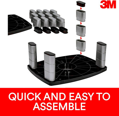 3M Adjustable Monitor Stand Riser, Three Leg Segments Simply Adjust Height, Sturdy Platform Holds Up to 80 lbs for Monitors, Laptops, and Printers, Space for Storage Underneath, Silver/Black (MS80B) - Dealtargets.ca