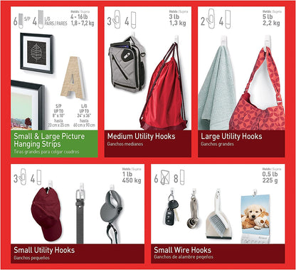 3M Compatible parts Command Large Hook Value Pack, 5 lb Capacity , 3 Hooks 6 Large Strips, (17003C - VP) - Dealtargets.ca