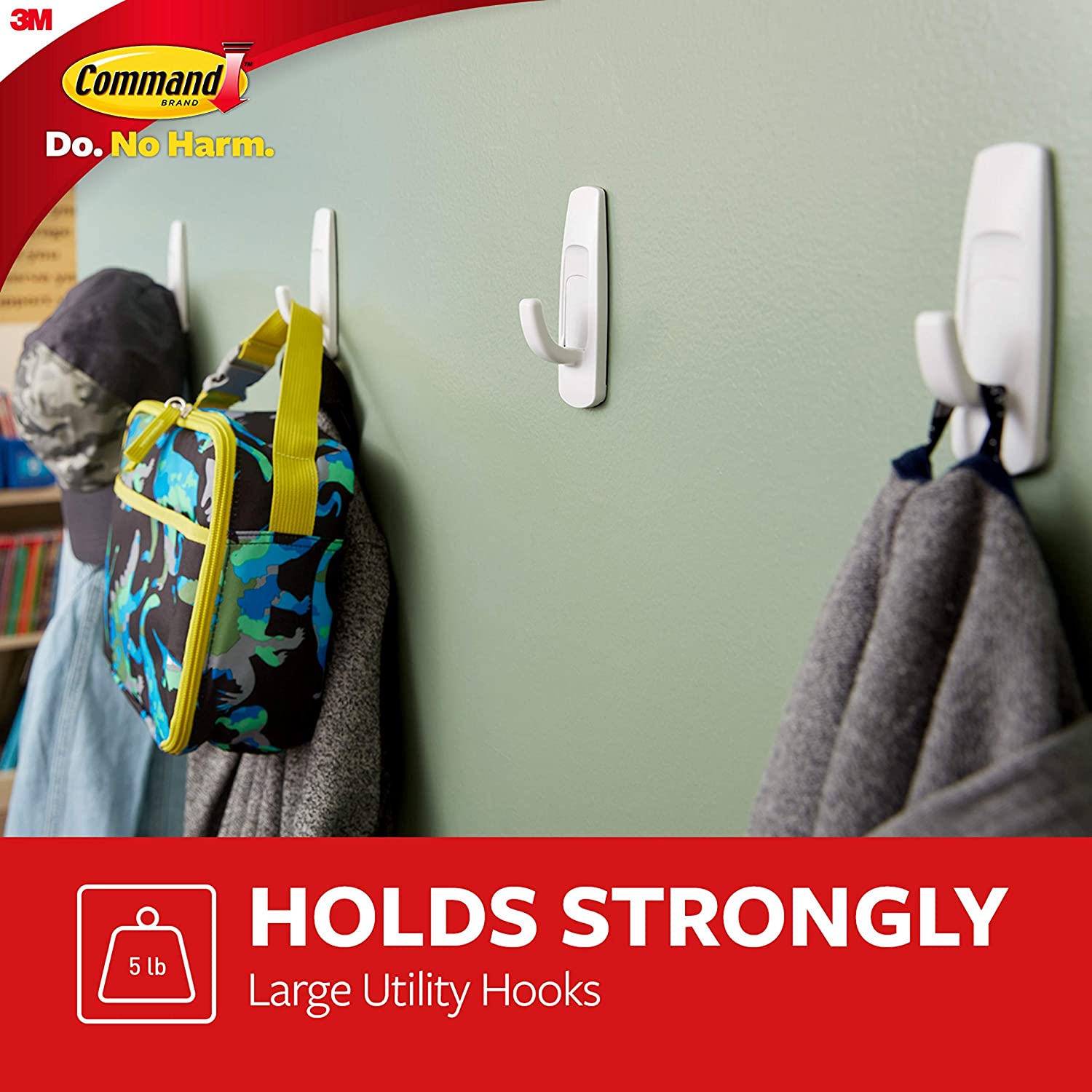 3M Compatible parts Command Large Hook Value Pack, 5 lb Capacity , 3 Hooks 6 Large Strips, (17003C - VP) - Dealtargets.ca