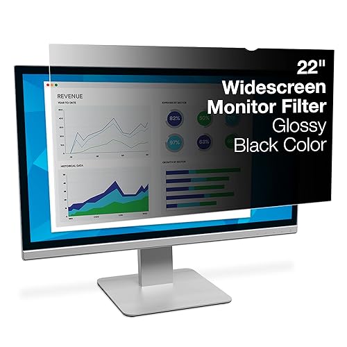 3M Computer Privacy Screen Filter for 22 inch Monitors - Black - Widescreen 16:10 - PF220W1B Black 22.0" Widescreen Monitor Black - Dealtargets.ca