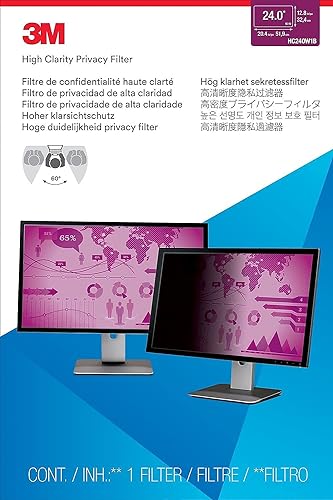 3M Computer Privacy Screen Filter for 24 inch Monitors - High Clarity - Widescreen 16:10 - HC240W1B High Clarity 16:10 High Clarity - Dealtargets.ca