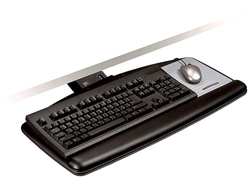 3M Easy Adjust Sit to Stand Keyboard Tray, Height and Tilt Adjustable Ergonomic Keyboard and Mouse Platform, 23" Track (AKT170LE) Standard Platform - Dealtargets