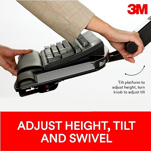 3M Easy Adjust Sit to Stand Keyboard Tray, Height and Tilt Adjustable Ergonomic Keyboard and Mouse Platform, 23" Track (AKT170LE) Standard Platform - Dealtargets