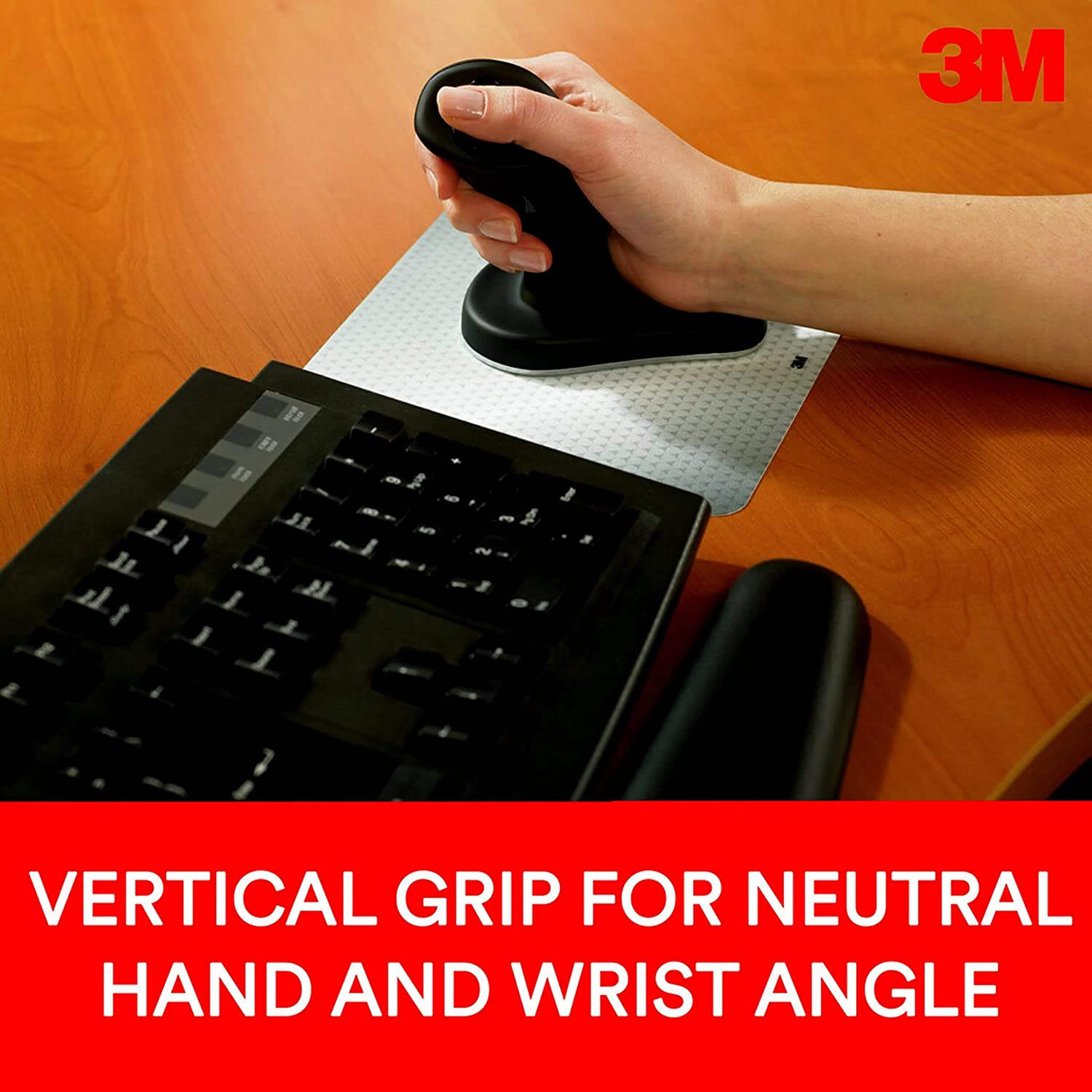 3M EM550GPL Wireless Ergonomic Optical Mouse, Patented Vertical Grip Design, USB Plug and Play, Large Size,black Large Wireless - Dealtargets.ca