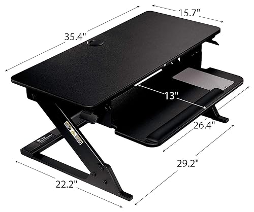 3M Ergonomics Precision Standing Desk, Convert Desk to Sit Stand Desk, Fully Assembled, 35" Wide, Includes Gel Wrist Rest & Mouse Pad, SD60B Standard Desk Black - Dealtargets.ca