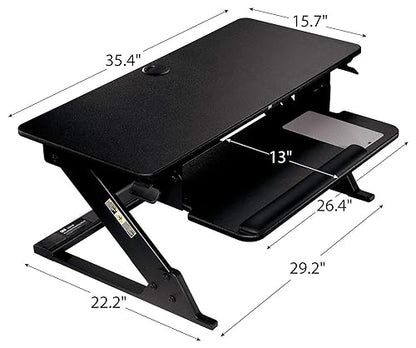 3M Ergonomics Precision Standing Desk, Convert Desk to Sit Stand Desk, Fully Assembled, 35" Wide, Includes Gel Wrist Rest & Mouse Pad, SD60B Standard Desk Black - Dealtargets.ca