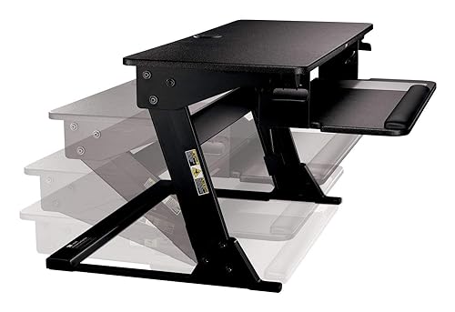 3M Ergonomics Precision Standing Desk, Convert Desk to Sit Stand Desk, Fully Assembled, 35" Wide, Includes Gel Wrist Rest & Mouse Pad, SD60B Standard Desk Black - Dealtargets.ca