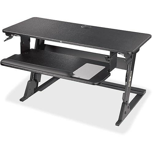 3M Ergonomics Precision Standing Desk, Convert Desk to Sit Stand Desk, Fully Assembled, 35" Wide, Includes Gel Wrist Rest & Mouse Pad, SD60B Standard Desk Black - Dealtargets.ca