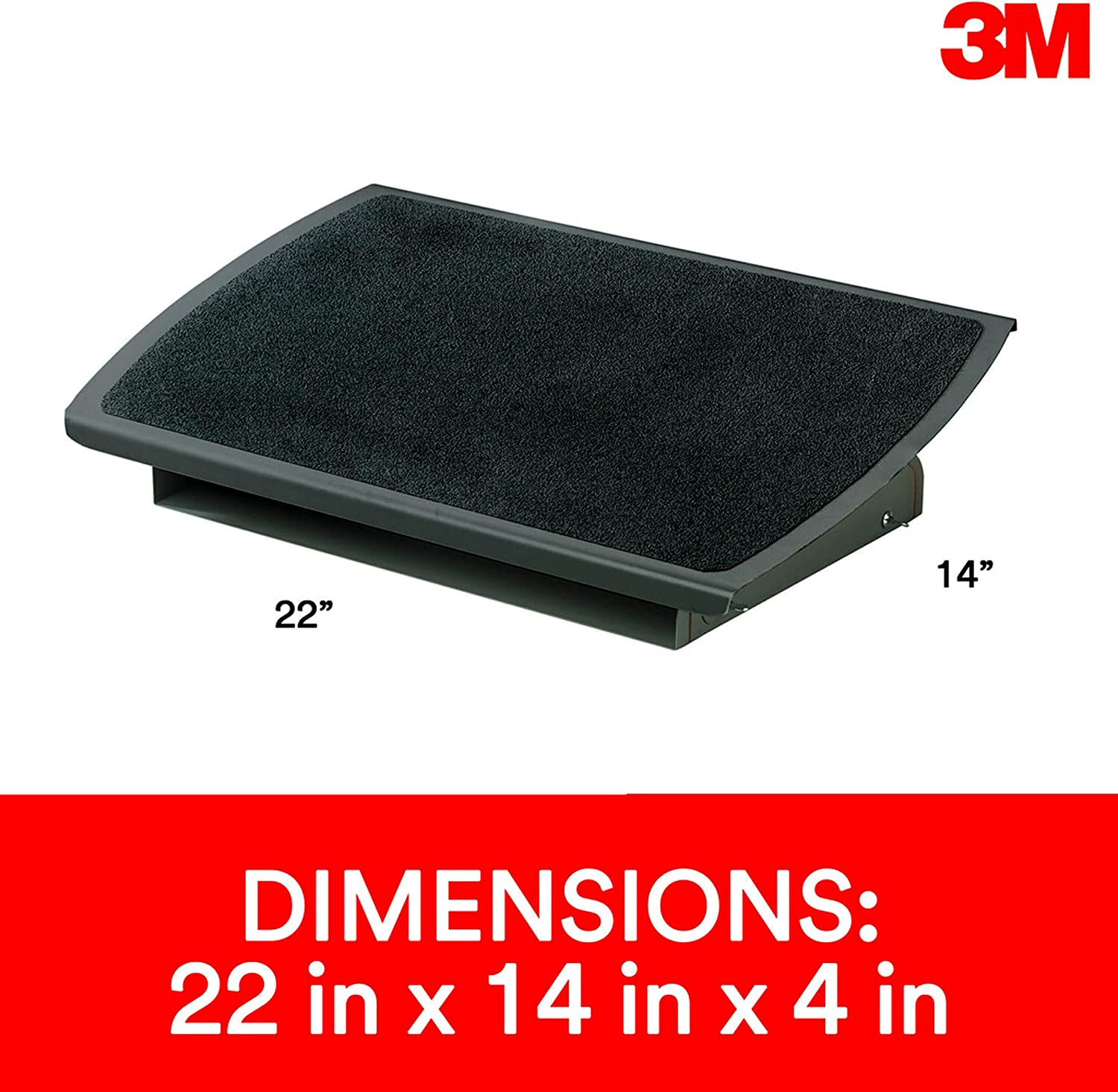 3M Foot Rest, Height and Tilt Adjustable, 22" Extra Wide Platform with Safety - Walk Slip Resistant Surface Provides Ample Room for Both Feet, Heavy Duty Steel Construction, Charcoal Gray (FR530CB) - Dealtargets.ca