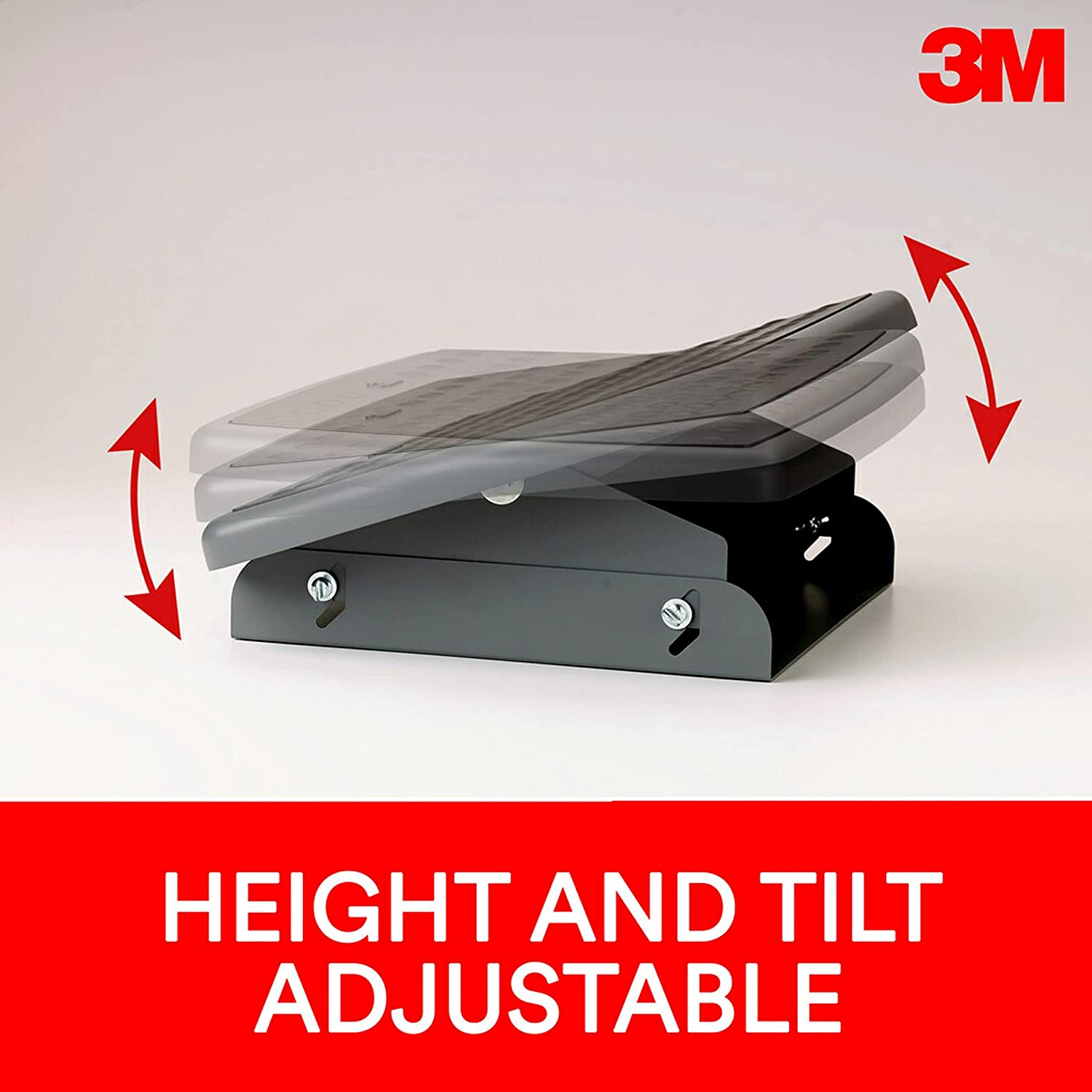 3M Foot Rest, Height and Tilt Adjustable, 22" Extra Wide Platform with Safety - Walk Slip Resistant Surface Provides Ample Room for Both Feet, Heavy Duty Steel Construction, Charcoal Gray (FR530CB) - Dealtargets.ca