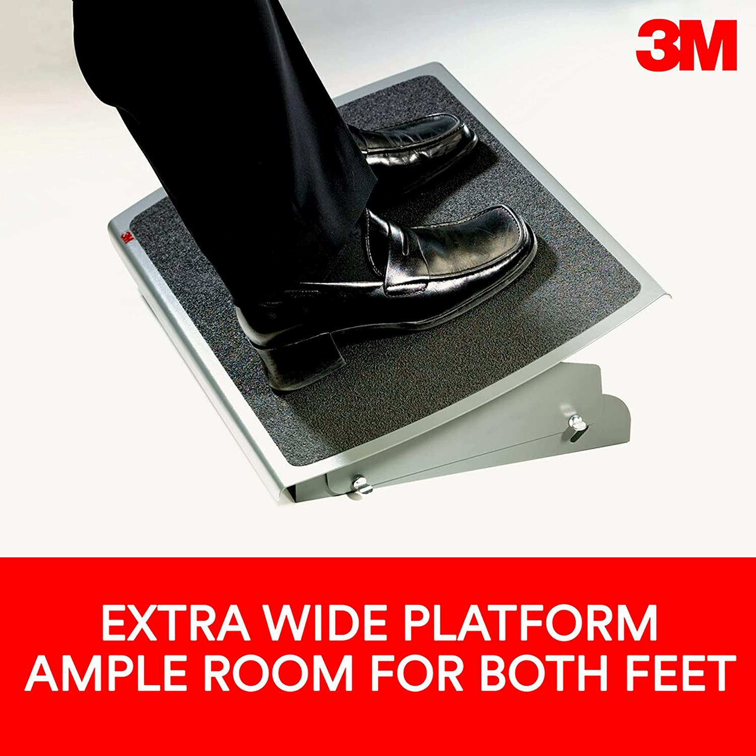 3M Foot Rest, Height and Tilt Adjustable, 22" Extra Wide Platform with Safety - Walk Slip Resistant Surface Provides Ample Room for Both Feet, Heavy Duty Steel Construction, Charcoal Gray (FR530CB) - Dealtargets.ca