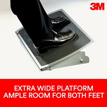3M Foot Rest, Height and Tilt Adjustable, 22" Extra Wide Platform with Safety - Walk Slip Resistant Surface Provides Ample Room for Both Feet, Heavy Duty Steel Construction, Charcoal Gray (FR530CB) - Dealtargets.ca
