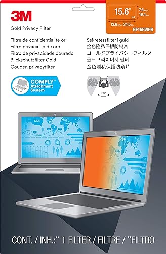 3M Gold Frameless Privacy Filter for 15.6" Widescreen Laptop, 16:9 Aspect Ratio - Dealtargets.ca
