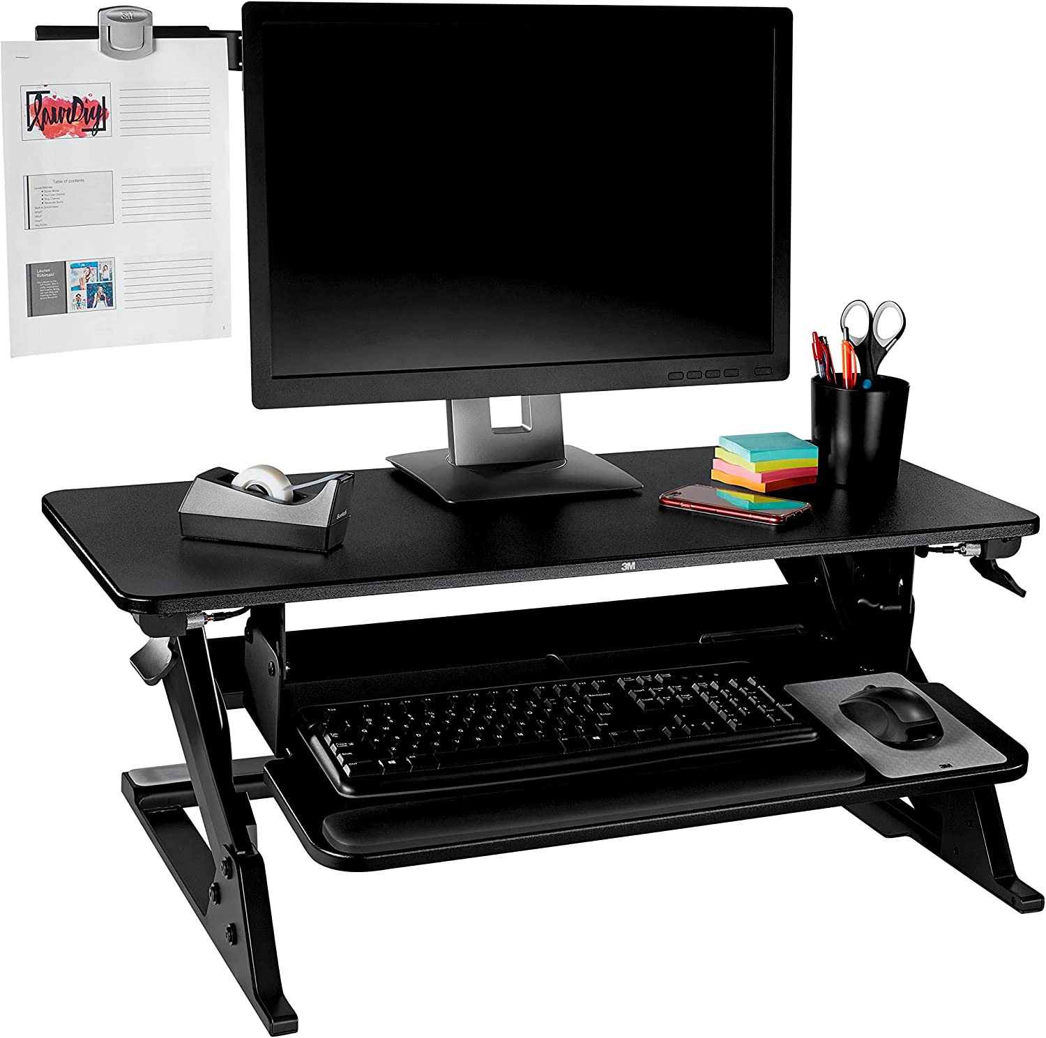 3M Monitor Mount Document Clip Copy Clip, Mounts Right or Left with Command™ Adhesive, Use on Monitors and Laptops for Easy Viewing and Reduced Clutter, Holds up to 30 Sheets, Black (DH240MB) - Dealtargets.ca
