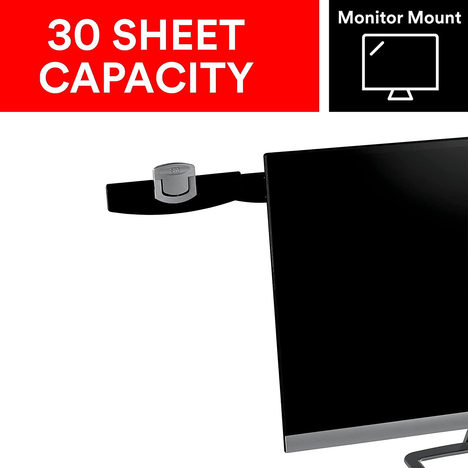 3M Monitor Mount Document Clip Copy Clip, Mounts Right or Left with Command™ Adhesive, Use on Monitors and Laptops for Easy Viewing and Reduced Clutter, Holds up to 30 Sheets, Black (DH240MB) - Dealtargets.ca