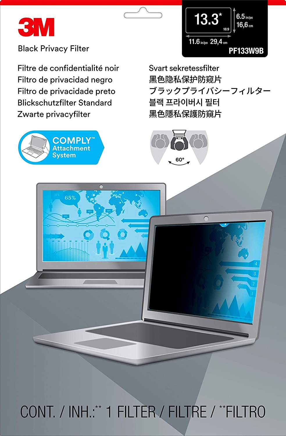 3m Privacy Filter 13.3in Ws 16:9 Unframed for Laptop and LCD - Dealtargets.ca