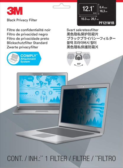 3M Privacy Filter - 3M PF12.1W Widescreen Laptop privacy screen (16:10) Black 10 3/8 x 6 1/2 Inch - Dealtargets.ca