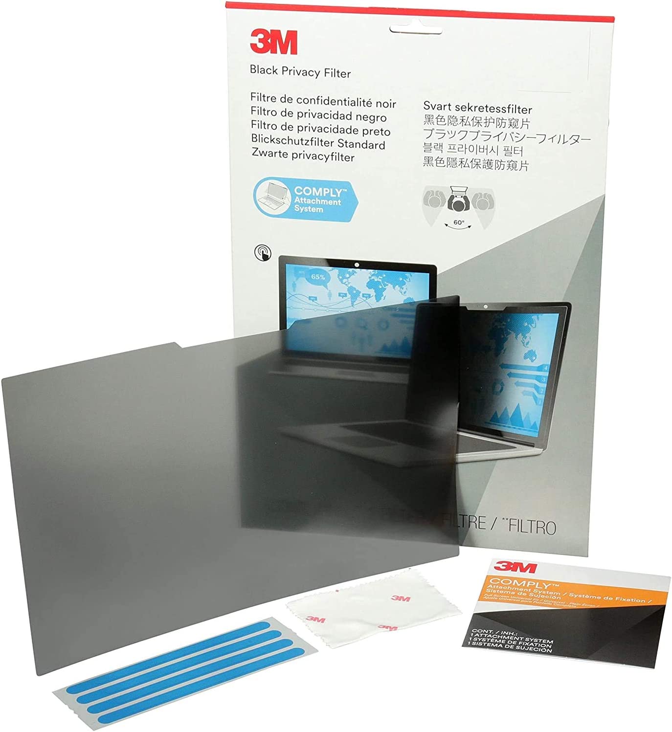3M Privacy Filter - 3M PF12.1W Widescreen Laptop privacy screen (16:10) Black 10 3/8 x 6 1/2 Inch - Dealtargets.ca