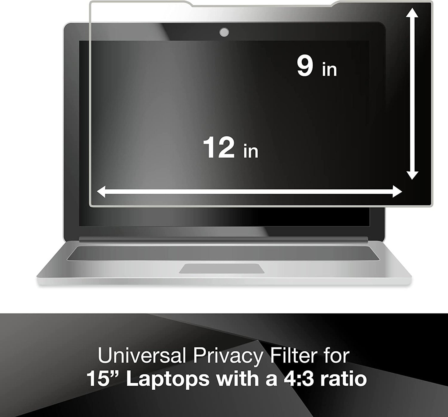 3M Privacy Filter for 15" Standard Laptop (PF150C3B) (4:3) , Black Black 15.0" Standard Laptop - Dealtargets.ca