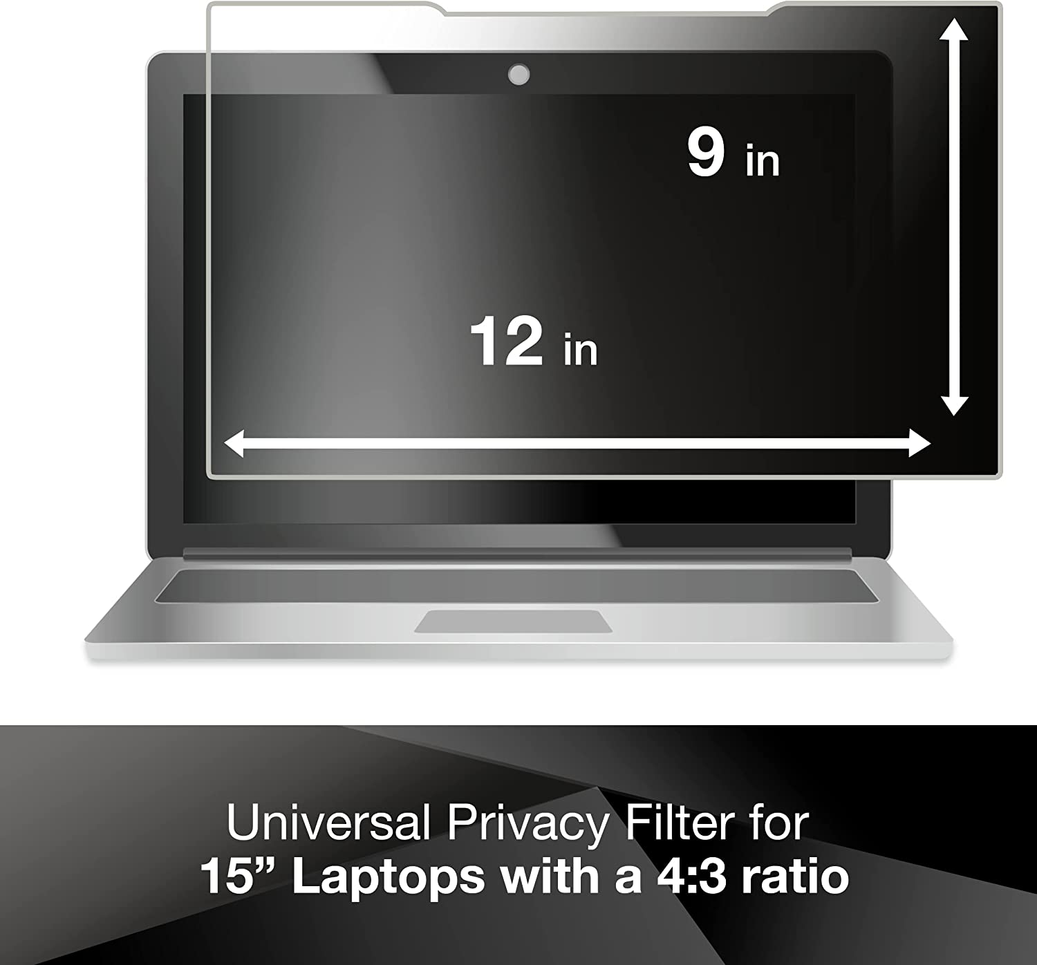 3M Privacy Filter for 15" Standard Laptop (PF150C3B) (4:3) , Black Black 15.0" Standard Laptop - Dealtargets.ca