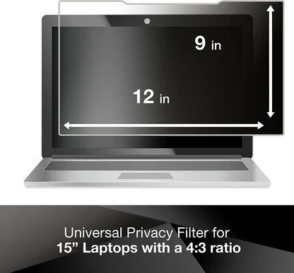 3M Privacy Filter for 15" Standard Laptop (PF150C3B) (4:3) , Black Black 15.0" Standard Laptop - Dealtargets.ca