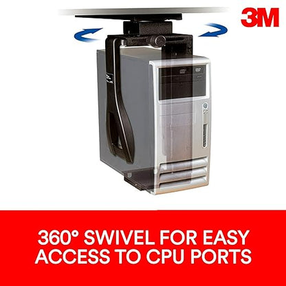 3M Under - Desk CPU Holder, 17" Track, 360 Degree Swivel, Width & Height Adjustable, Under - Desk Computer Tower Mount - Dealtargets.ca