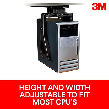 3M Under - Desk CPU Holder, 17" Track, 360 Degree Swivel, Width & Height Adjustable, Under - Desk Computer Tower Mount - Dealtargets.ca