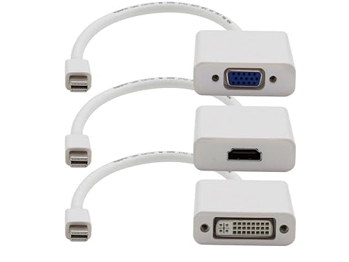 3PK Mini - DisplayPort 1.1 Male to DVI, HDMI, VGA Female White Adapters Which Comes in a Bundle for Resolution Up to 1920x1200 (WUXGA) - Dealtargets.ca