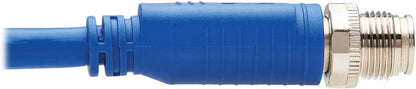 Tripp Lite M12 X-Code Cat6a Shielded Ethernet Cable, 10G F/UTP CMR-LP (M/M), IP68, 60W Power Over Ethernet, Blue, 16.4 Feet / 5 Meters, (NM12-6A1-05M-BL) M12 Cable 16.4 ft / 5M