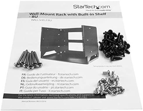 StarTech.com 8U Open Frame Wall Mount Network Rack w/ Built in Shelf - 2-Post Adjustable Depth (12" to 18") Equipment Rack - 75.2lbs (WALLSHELF8U) 17.6"x19.1"x12.1" Adjustable Depth w Shelf