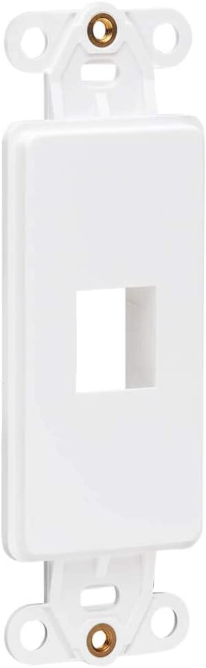 Tripp Lite Decora Wall Plate Insert, Decorative Center Plate, Vertical 1 Port Keystone Jack, White (N042D-001V-WH) 1 Port Center Plate