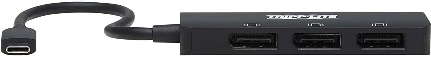 Tripp Lite USB-C Three-Monitor DisplayPort Adapter, Windows &amp; MacBook Pro, 8K @ 30Hz 4:4:4 Single Output, 4K @ 60Hz 4:4:4 Single/30Hz Dual, HDCP 2.2, HDR, 1.4 Alt Mode, 3-Year Warranty (U444-3DP-MST)