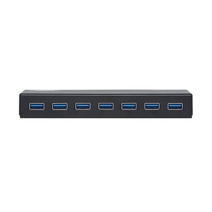 Tripp Lite 7-Port USB-A Mini Hub - USB 3.2 Gen 1, Up to 5 Gigabits per Second, Plug-and-Play No Software Needed, International Plug Adapters for UK, EU, & Australia (U360-007-INT)