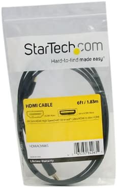 StarTech.com 6 ft High Speed HDMI Cable with Ethernet- HDMI to HDMI Mini- M/M (HDMIACMM6S),Black Slim 6 ft