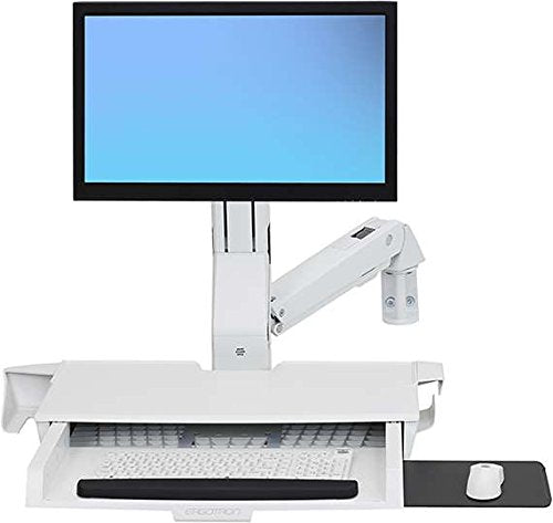Ergotron StyleView Sit-Stand Combo Arm, With Worksurface, Bright White Texture