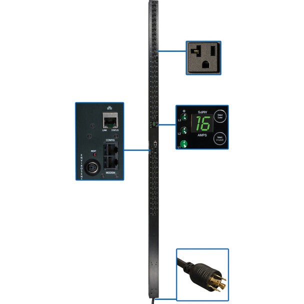 Tripp Lite PDU 3-Phase Monitored 120V 5.7kW L21-20P 36 5-15/20R 0URM - Vertical Rackmount - Power Distribution Unit - 5.7 kW - 5700 VA