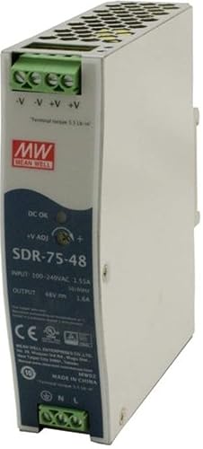 Transition Networks Industrial DIN Rail Mounted Power Supply - DIN Rail Mountable - 48 V DC Output - 76.80 W - 90% Efficiency