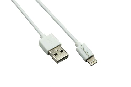 VisionTek Lightning to USB 1 Meter MFI Cable White (M/M) - 3.3 Ft USB lightning cable for iPhone, iPad Air, iPad Mini, iPod - Data and Power