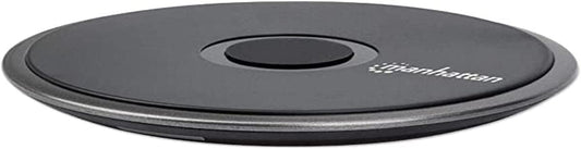 Manhattan Qi-Certified 10 W Fast Wireless Charging Pad 7.5 W and 5 W, Round, Works with Wireless Charging Compatible Samsung, Apple, LG, Sony and More Phones and Cases